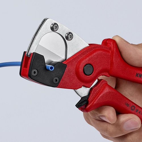 Труборез-ножницы KNIPEX для многослойных и пневматических шлангов, рез: d 4 - 20 мм, 185 мм, пластиковые армированные фиберглассом рукоятки KN-9010185SB в Екатеринбурге 