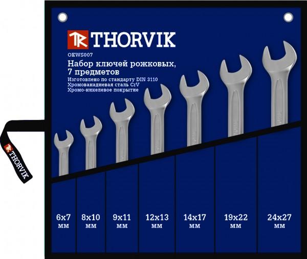 Набор ключей рожковых "THORVIK" 7пр. 6х7,8х10,9х11,12х13,14х17,19х22,24Х27мм  OEWS007  052009 в Екатеринбурге 