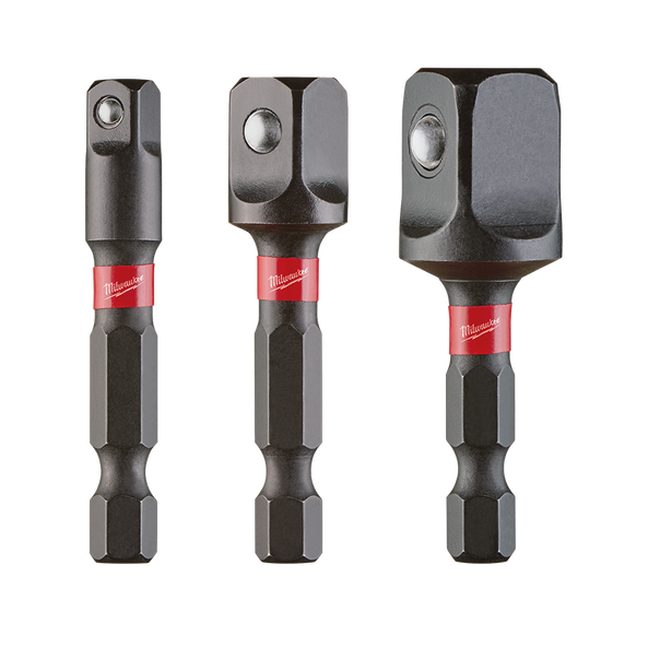 Набор адаптеров Milwaukee шестигранник (HEX) 1/4'' - квадрат 1/2'', 1/4'', 3/8, 3шт 48325033