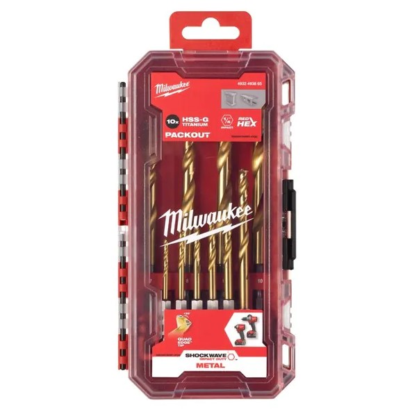 Набор сверл по металлу Milwaukee RedHEX HSS-G TiN 10шт,3-10мм GENII 4932493865