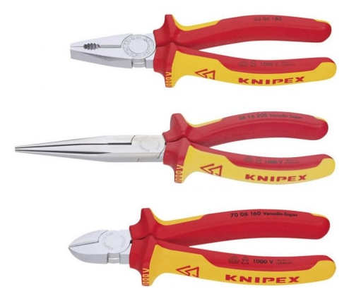 Набор инструментов KNIPEX для эл.монтажа 1000В, 3 предмета (KN-0306180,2616200,7006160)  KN-002012