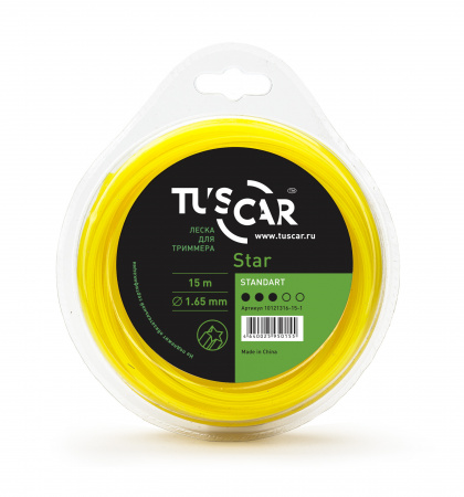 Леска для триммера TUSCAR Star, Standart, 1.65mm*15m 10121316-15-1