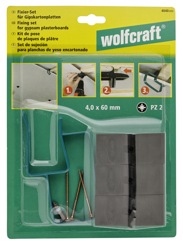 Набор пластиковых фиксаторов для гипсокартона Wolfcraft 4040000 в Екатеринбурге 