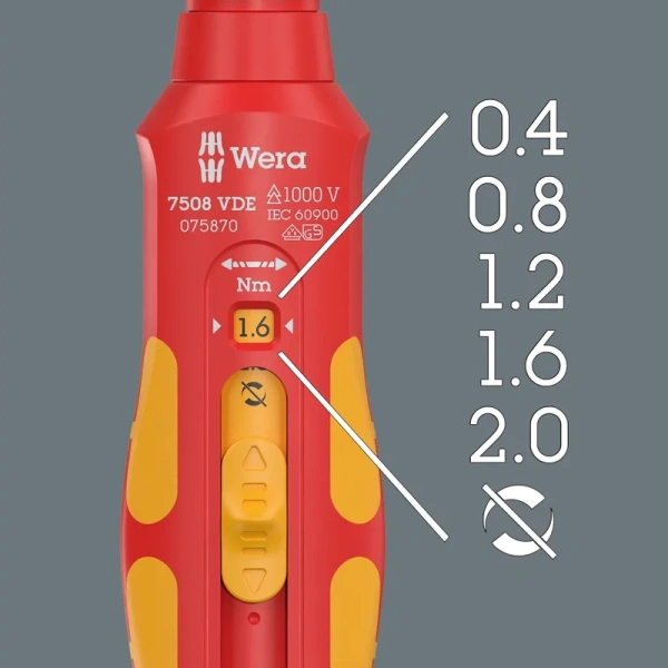 Отвёртка динамометрическая WERA 7508 Safe-Torque VDE Kraftform 0.4 / 0.8 / 1.2 / 1.6 / 2.0 Нм  WE-075870 в Екатеринбурге 