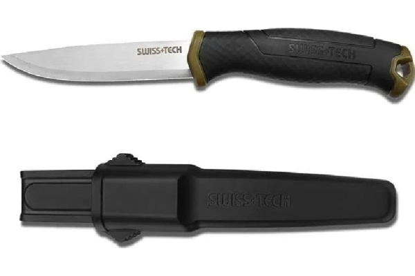 Нож туристический WORKPRO 102мм., пластиковый чехол  WP381010
