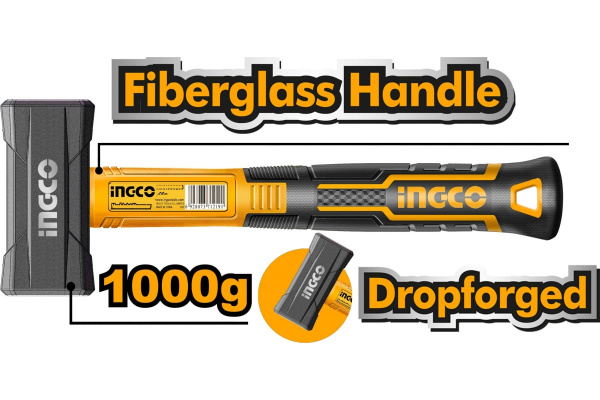 Кувалда INGCO INDUSTRIAL 1000 гр с фибергласовой рукояткой  HSTH81802 в Екатеринбурге 