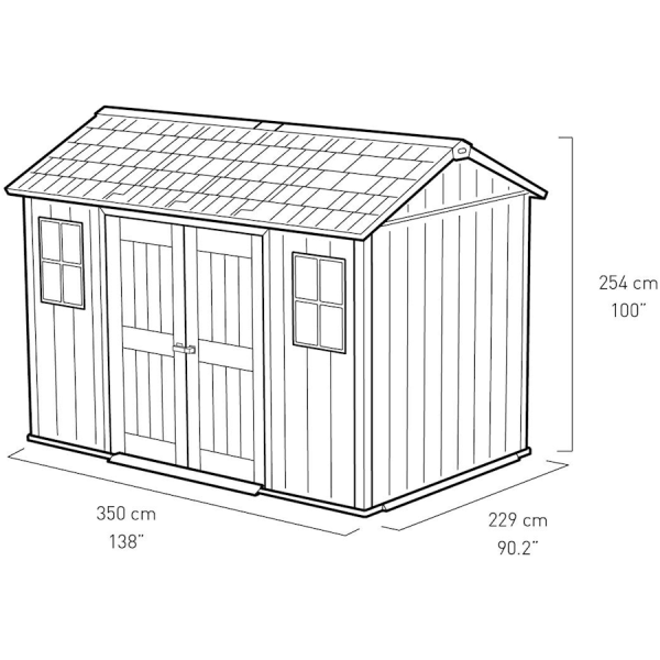 Блок хозяйственный из ПВХ "Keter" Окланд 1175SD серый 350x229x254см 196кг  17204172 в Екатеринбурге