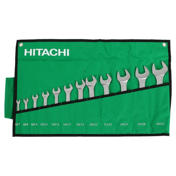 Набор ключей рожковых "HITACHI" 12 предметов 6-32мм.  НТС-774021