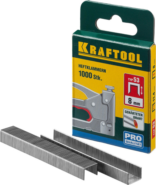 Скобы KRAFTOOL тип 53 08мм. 1000шт.  31670-08 в Екатеринбурге