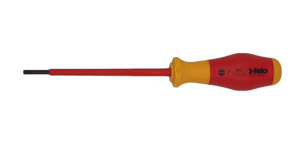 Отвертка диэлектрическая шлицевая Felo SL3,0x0,5x100 91303090 в Екатеринбурге 