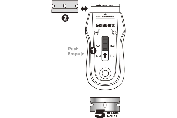 Скребок для стекол GOLDBLATT 40мм., 5 лезвий в комплекте.  G03070 в Екатеринбурге 