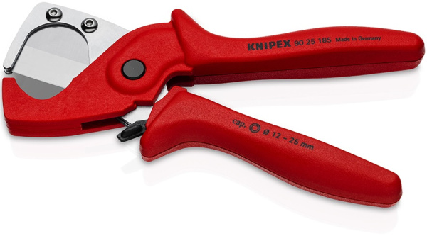Труборез-ножницы KNIPEX для композитных металлопластиковых и пластиковых труб, рез: d 12 - 25 мм, 185 мм, пластиковые армированные фиберглассом рукоятки KN-9025185 в Екатеринбурге 