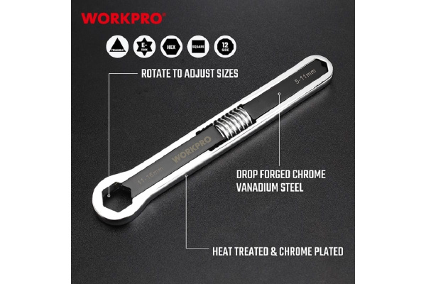 Ключ накидной WORKPRO  универсальный 5-16мм., 9/32"-5/8"  WP272017 в Екатеринбурге 