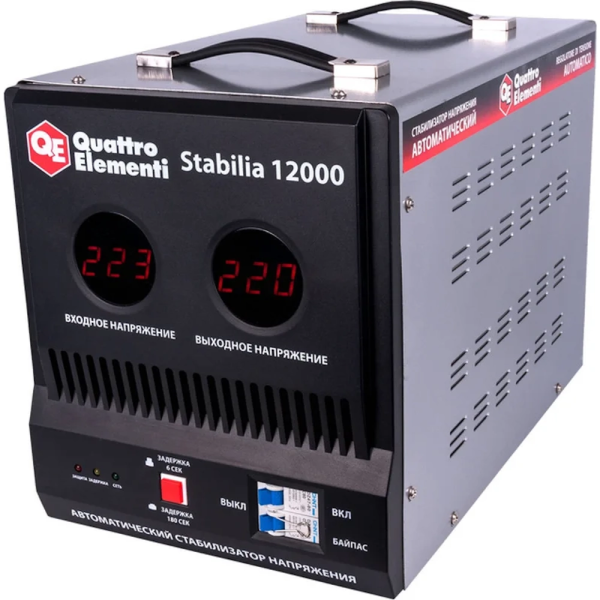 Стабилизатор напряжения Quattro Elementi Stabilia 12000 (12000ВА, 140-270В,байпас, 20,5кг)  772-111