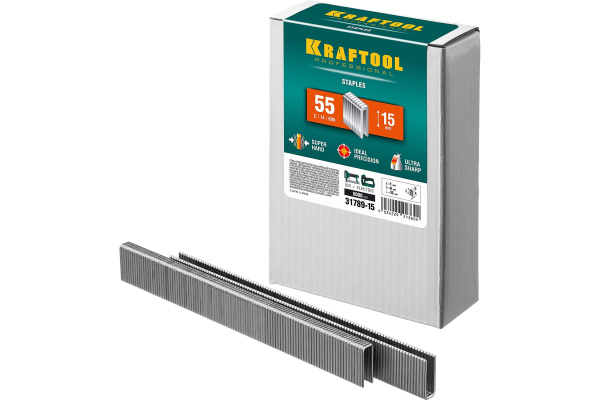 Скобы KRAFTOOL тип 55 15мм. 5000шт. 31789-15
