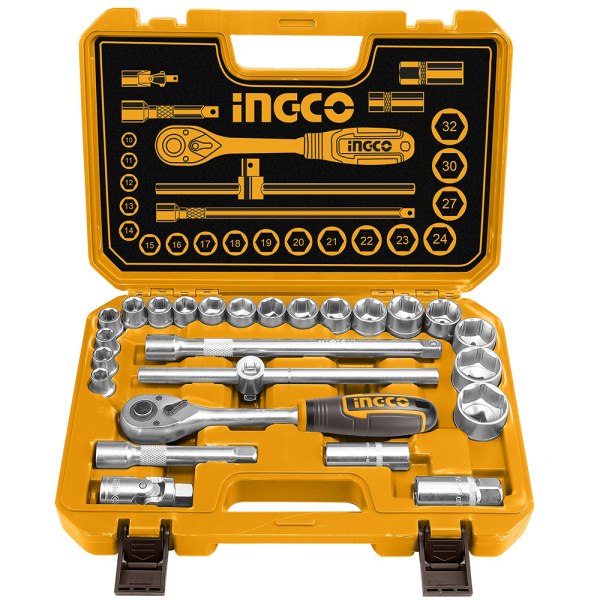 Набор головок с трещоткой 25 предметов INGCO HKTS12251 INDUSTRIAL