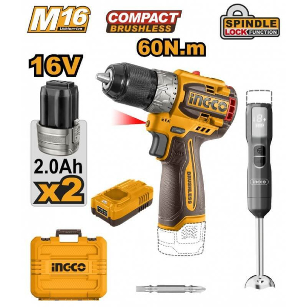 Набор комбинированный аккумуляторный INGCO 16B 2шт CKLI1628