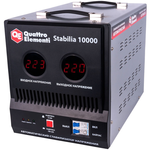 Стабилизатор напряжения Quattro Elementi Stabilia 10000 (10000ВА, 140-270В,байпас, 18,6кг)  772-104
