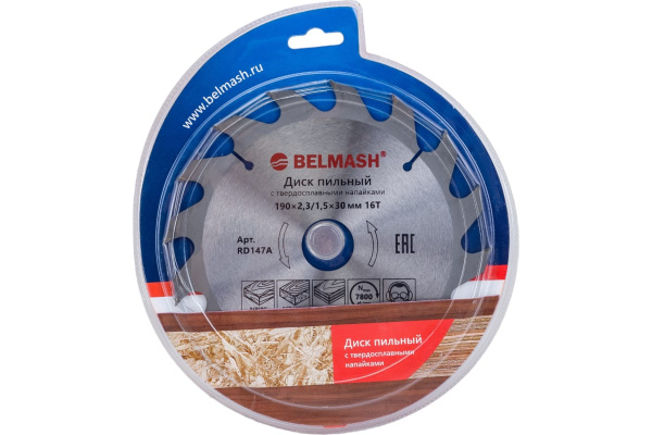 Диск пильный по дереву BELMASH 190х30/20мм. 16зуб.  RD147A в Екатеринбурге
