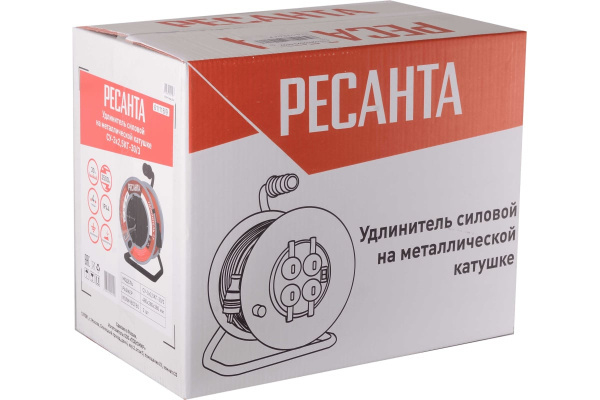 Удлинитель силовой на металлической катушке Ресанта СУ-3х2,5КГ-30/3  61/118/9 в Екатеринбурге