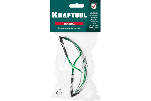 Очки защитные Kraftool BASIC монолинза, незапотевающие, прозрачные  110317 в Екатеринбурге