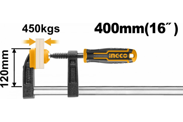 Струбцина F-образная INGCO INDUSTRIAL 120Х400 мм  HFC021204 в Екатеринбурге 