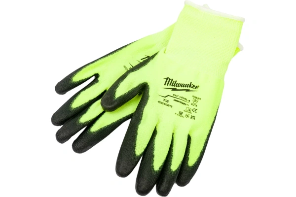 Перчатки сигнальные Milwaukee  с уровнем сопротивления порезам 1, 7/S 4932479916
