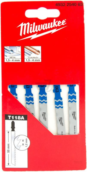 Полотна для лобзика Milwaukee T118A 5шт.