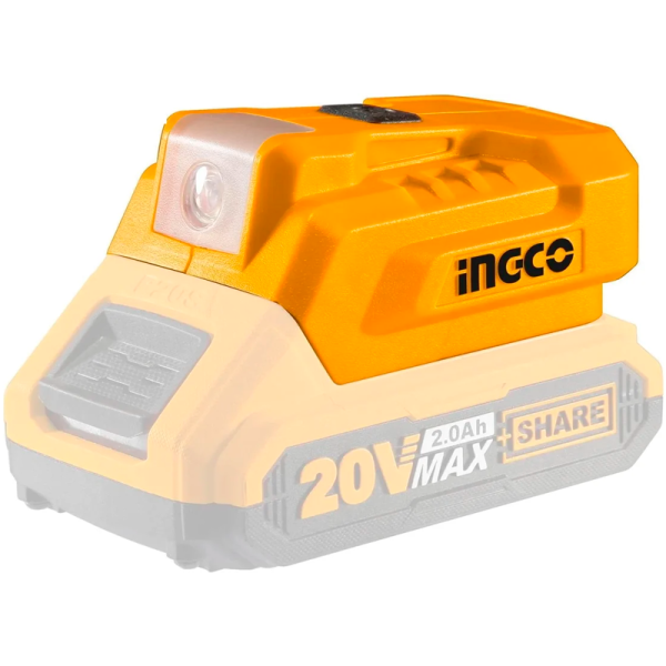 Фонарь и USB адаптер для аккумулятора INGCO USB 20 В  CUCLI2022