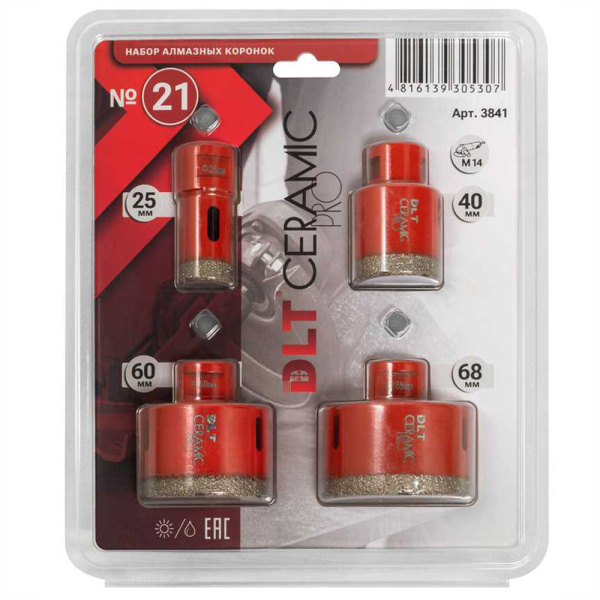 Набор алмазных коронок DLT Ceramic PRO №21  3841