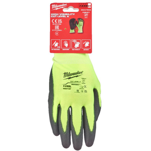 Перчатки защитные Hi-Vis Cut level (Хай Виз Кат Левел) 1/A, 11/XXL 4932479920
