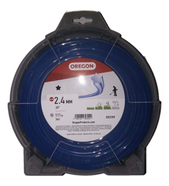 Леска триммерная "Oregon" Blue STAR 2.4MM X 111M Звезда  593199