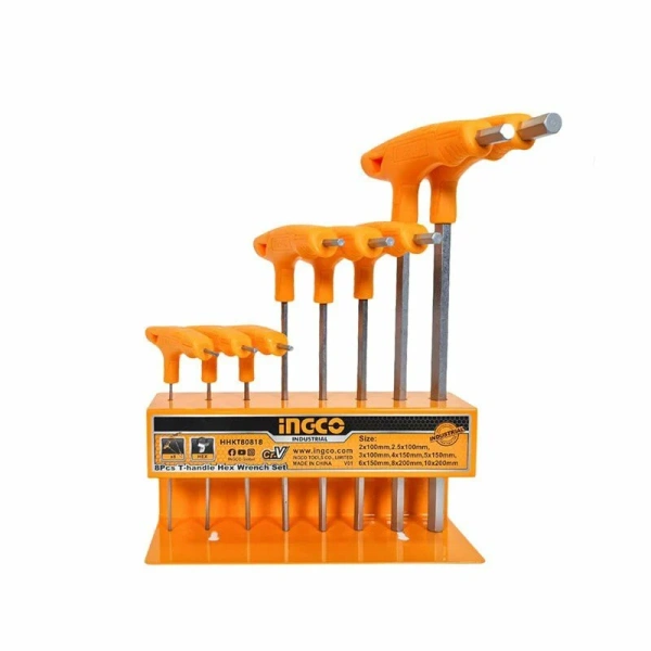 Набор шестигранных ключей Т-образных 8 шт HEX INGCO HHKT80818 INDUSTRIAL