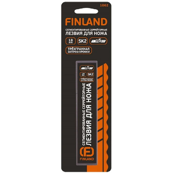 Лезвие для ножа FINLAND 18мм сегментированное вороненое, 5 шт., 6 сегментов  1862 в Екатеринбурге