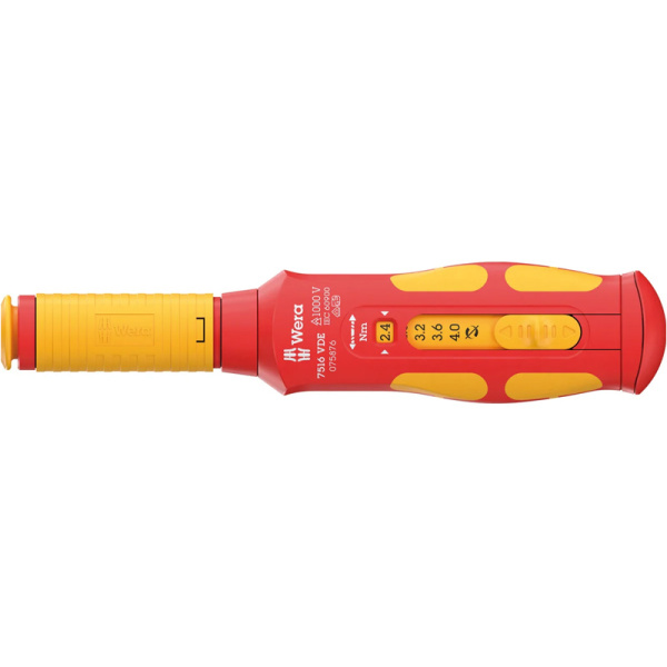 Отвёртка динамометрическая WERA 7516 Safe-Torque VDE Kraftform , 2.4 / 2.8 / 3.2 / 3.6 / 4.0 Нм WE-075876