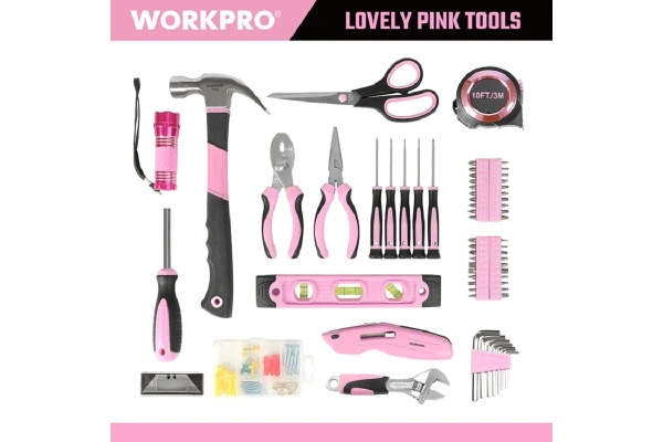 Набор инструментов WORKPRO Pink Lady для домашнего ремонта c сумкой для хранения WP206801 в Екатеринбурге 