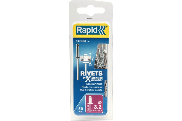 Заклепка нерж/сталь RAPID 3,2х08мм. (50шт)  5000393 в Екатеринбурге