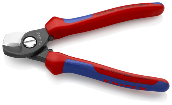 Кабелерез KNIPEX рез: кабель d 15 мм (50 кв. мм, AWG 1/0), 165 мм, чёрный, 2К ручки KN-9512165SB в Екатеринбурге 