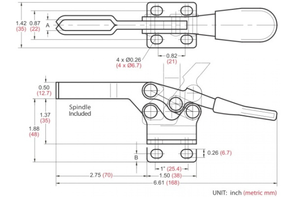Механический зажим с горизонтальной ручкой Woodwork GH-225-D в Екатеринбурге