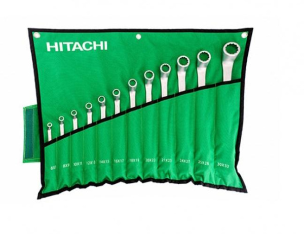 Набор ключей накидных "HITACHI" 12 предметов 6-32 мм.  НТС-774019