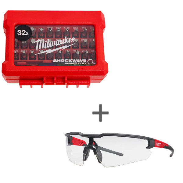Набор бит Milwaukee 4932464240+Очки ENHANCED Бесцветные 4932478763