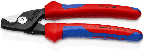 Кабелерез KNIPEX StepCut ступенчатый рез, рез: кабель d 15 мм (50 кв. мм, AWG 1/0), 160 мм, чёрный, KN-9512160SB