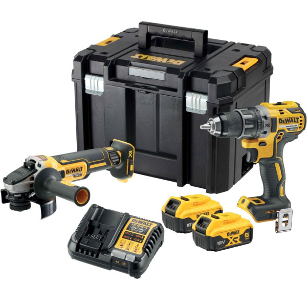Набор аккумуляторный DEWALT DCK2020P2T (DCD791 и DCG405, с 2 АКБ 5 Ач и ЗУ, в кейсе TSTAK)