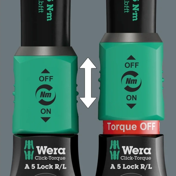 Ключ динамометрический регулируемый WERA Click-Torque Lock A 5 R/L 1/4" квадрат, 2.5-25 Нм ±4%, 299 мм, WE-075693 в Екатеринбурге 