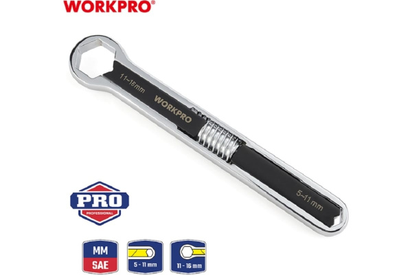 Ключ накидной WORKPRO  универсальный 5-16мм., 9/32"-5/8"  WP272017 в Екатеринбурге 