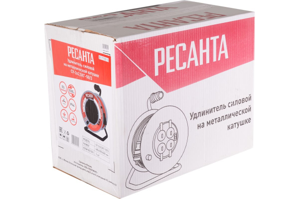 Удлинитель силовой на металлической катушке Ресанта СУ-3х2,5КГ-50/3  61/118/10 в Екатеринбурге