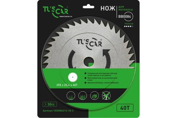 Нож для мотокосы TUSCAR BB0084, Premium, 255x25,4x40T, Saw в Екатеринбурге