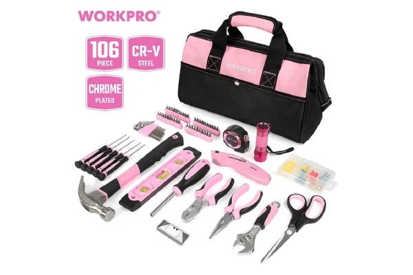 Набор инструментов WORKPRO Pink Lady для домашнего ремонта c сумкой для хранения WP206801 в Екатеринбурге 