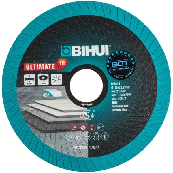 Диск алмазный BIHUI Ultimate Edge 115х1,8мм для резки и заусовки плитки под 45  DPD115